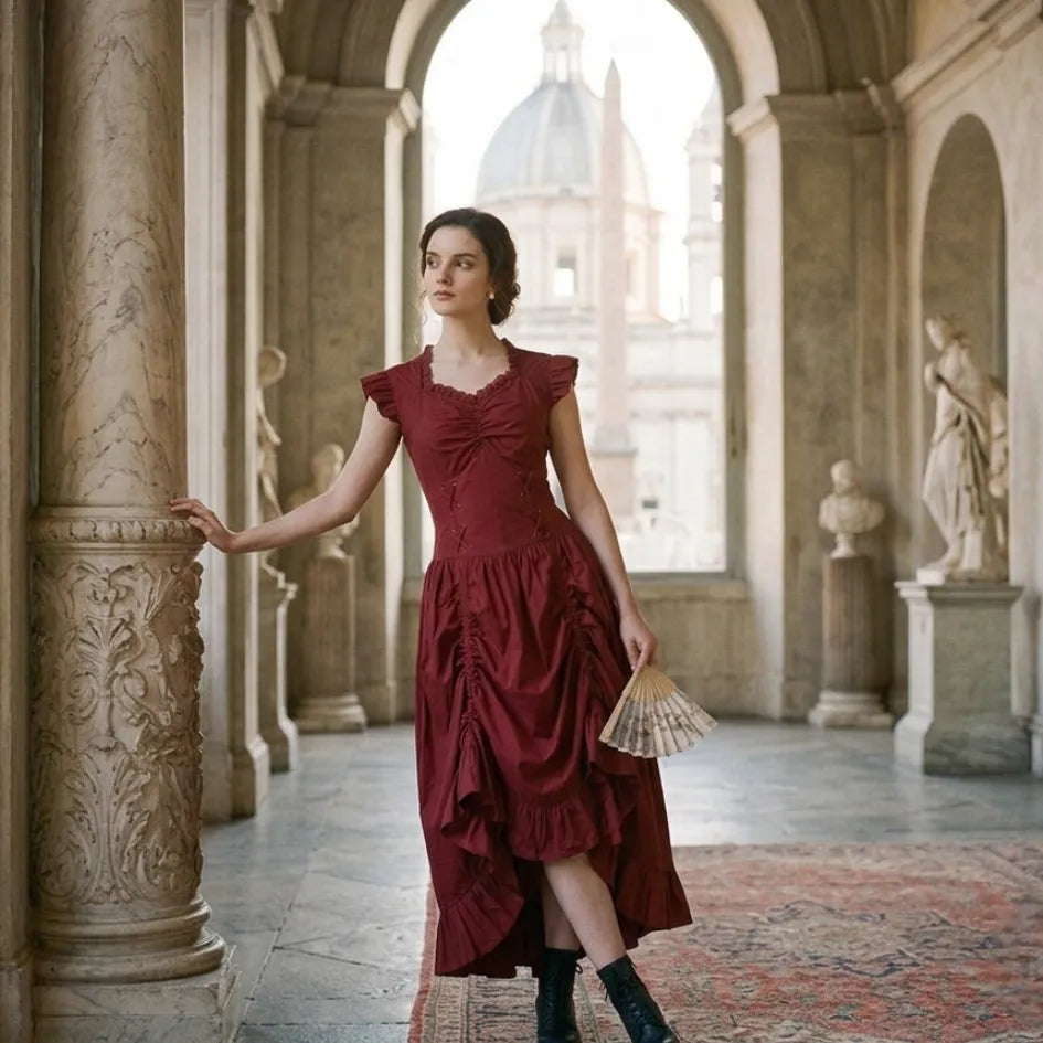 steampunk lace dress Victorian Button Dress deep v neck floral Victorian Steampunk Penny Dreadful Color:Limited Silver Pewter