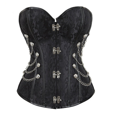 Steampunk corset with chains black