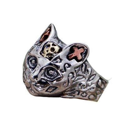Steampunk Ring Silver cat - Ring