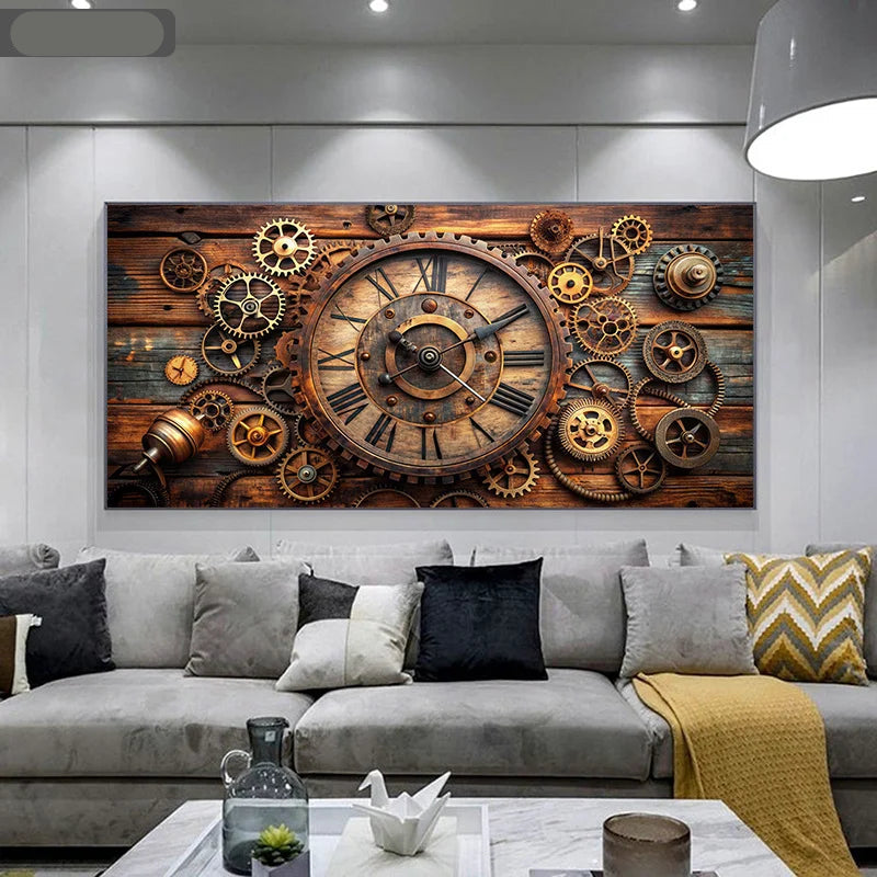 2D Steampunk Wall Art With Retro Gears