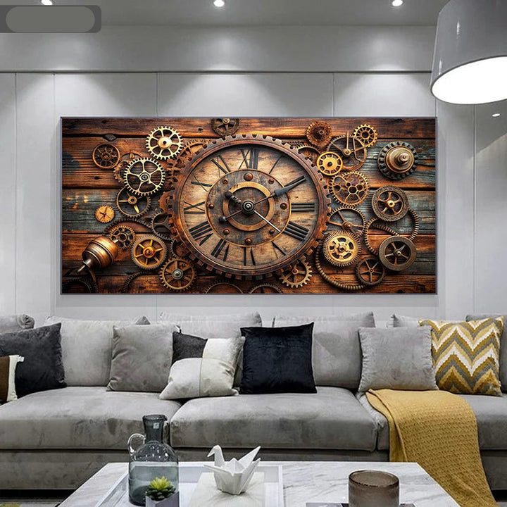 2D Steampunk Wall Art With Retro Gears