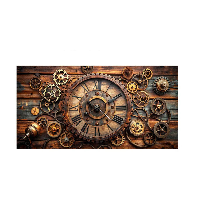 2D Steampunk Wall Art With Retro Gears tendance