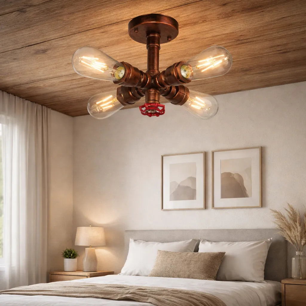 4-Head Rusty Steampunk Retro Lamp
