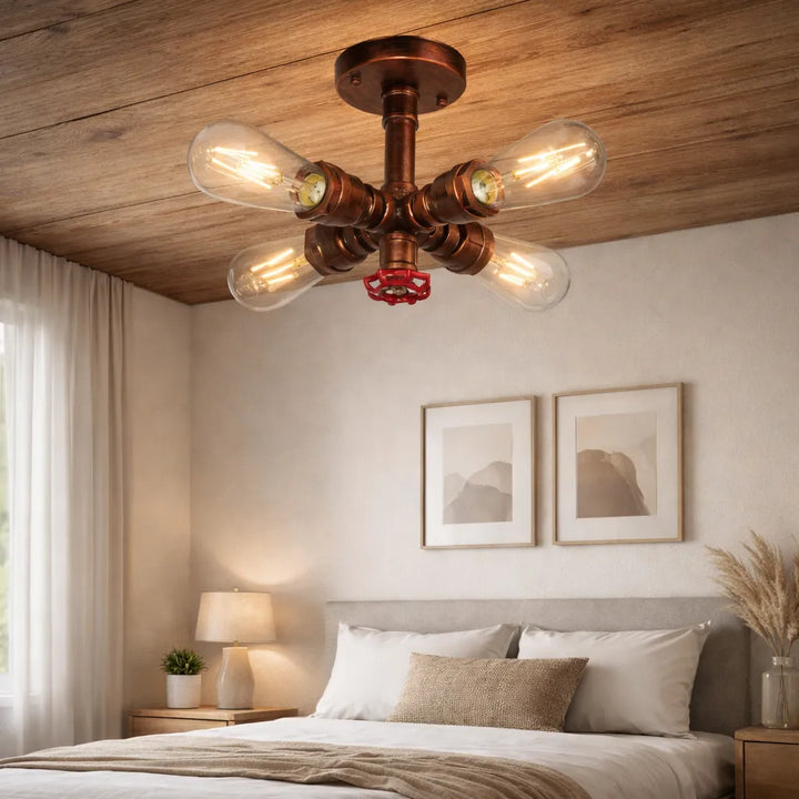 4-Head Rusty Steampunk Retro Lamp