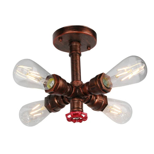4-Head Rusty Steampunk Retro Lamp Rust