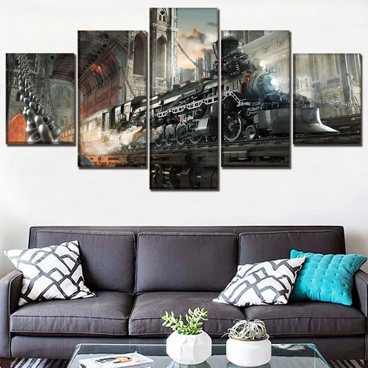 5-piece Steampunk Train Wall Art Set