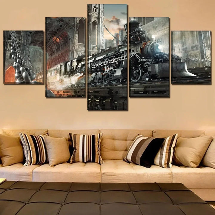 5-piece Steampunk Train Wall Art Set Style