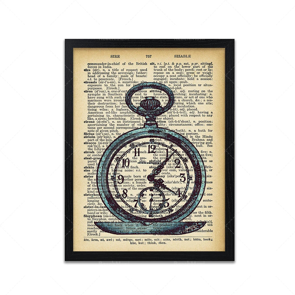 Abstract Dictionary Art Print Steampunk Design