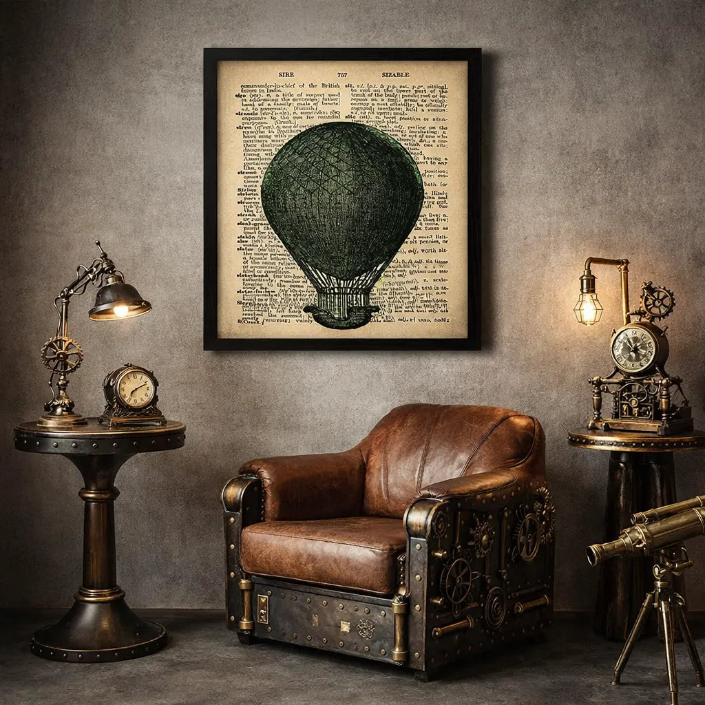 Abstract Steampunk Hot Air Balloon Wall Art
