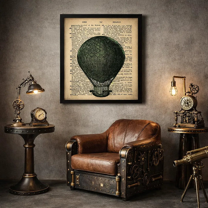 Abstract Steampunk Hot Air Balloon Wall Art