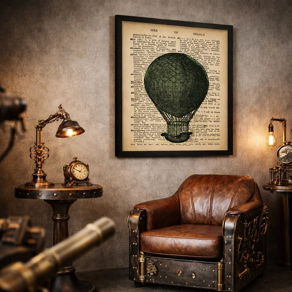 Abstract Steampunk Hot Air Balloon Wall Art Design