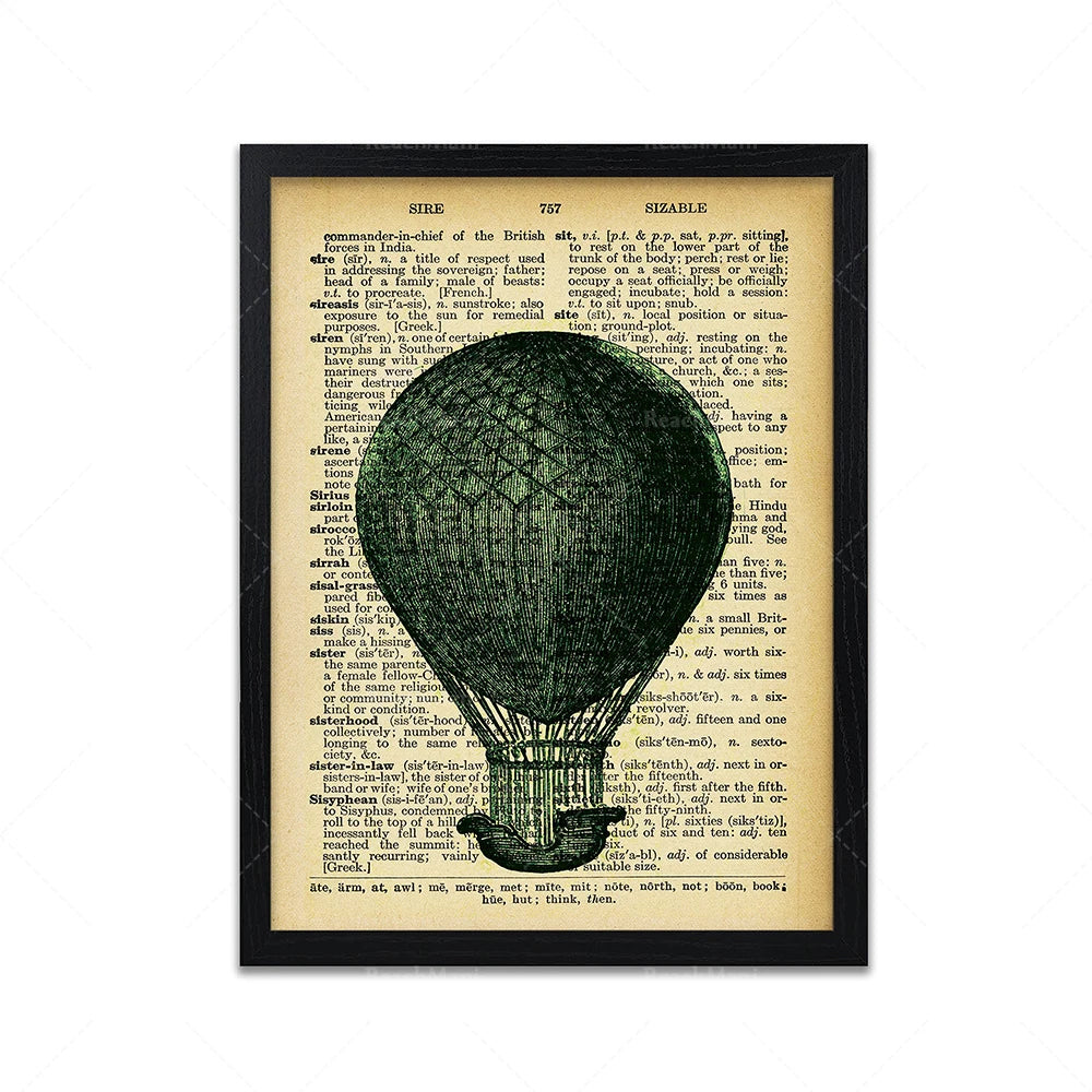 Abstract Steampunk Hot Air Balloon Wall Art Style