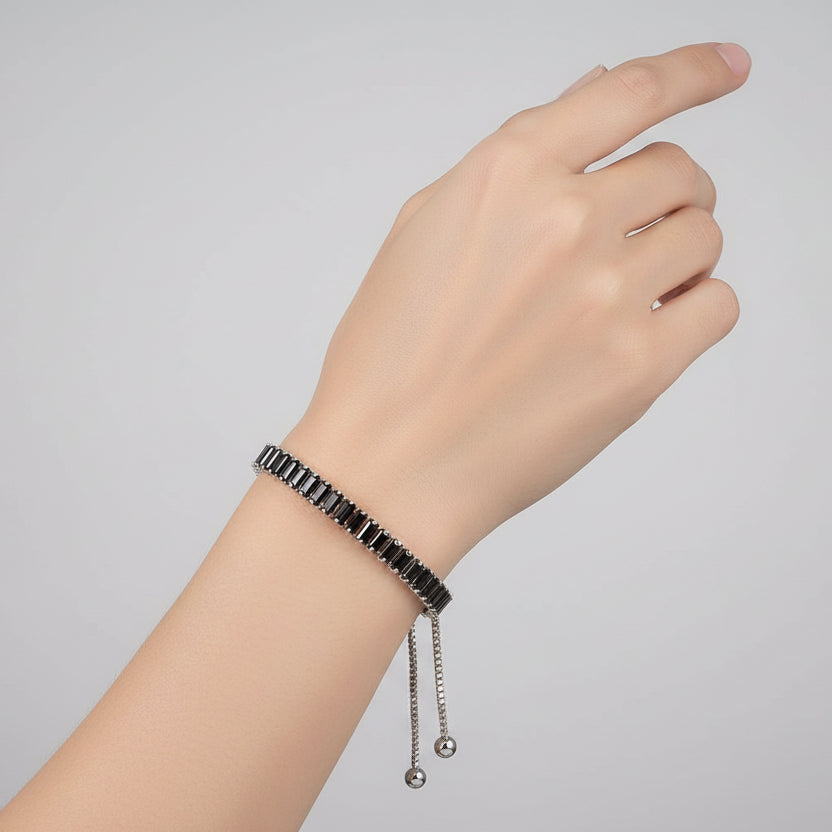 Adjustable Black Crystal Steampunk Bracelet fashion
