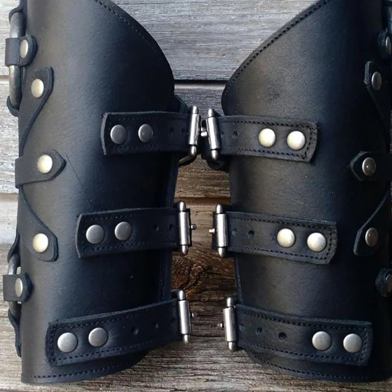 Adjustable Steampunk Arm Armor With Buckles black