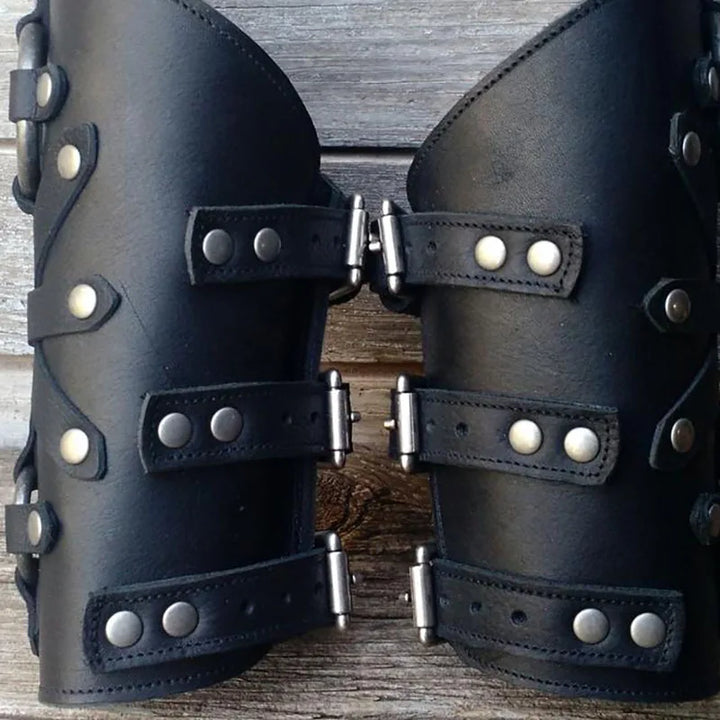 Adjustable Steampunk Arm Armor With Buckles black