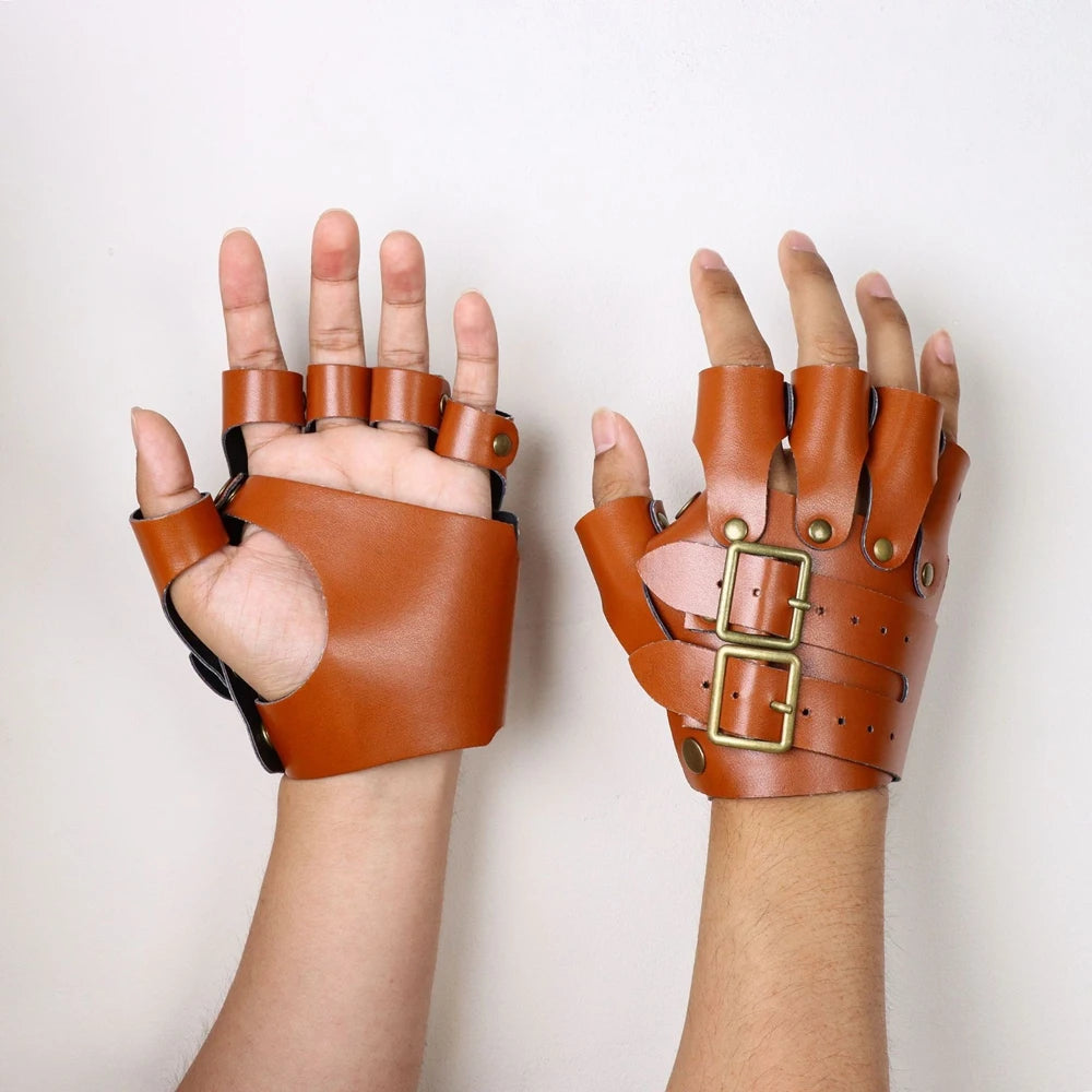 Adjustable Steampunk Cosplay Gloves Orange
