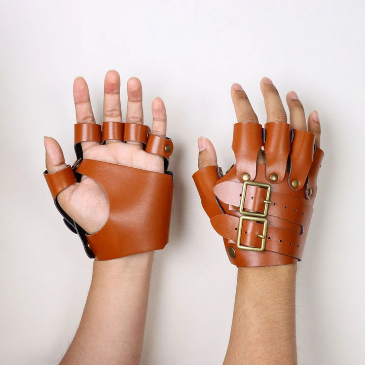 Adjustable Steampunk Cosplay Gloves Orange