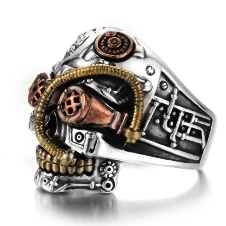Artistic Skull Steampunk Ring detailed