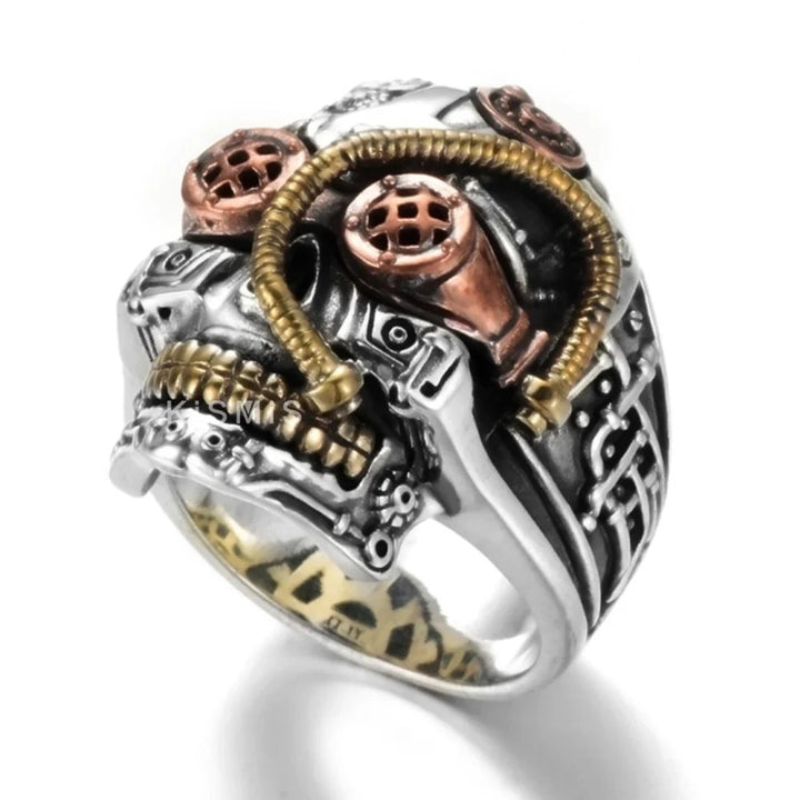 Artistic Skull Steampunk Ring striking