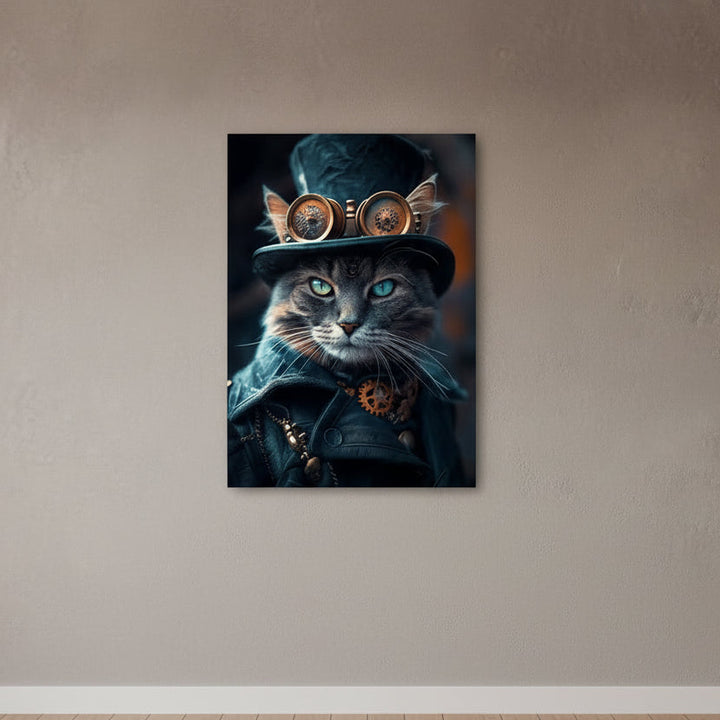 Artistic Steampunk Cat Wall Art