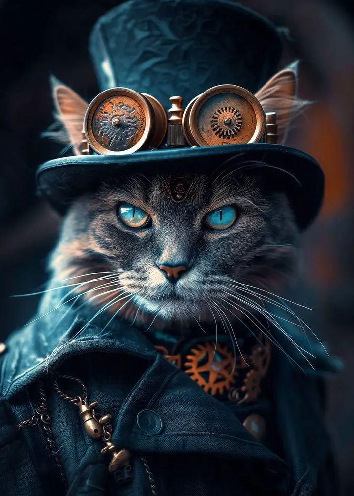 Artistic Steampunk Cat Wall Art chic