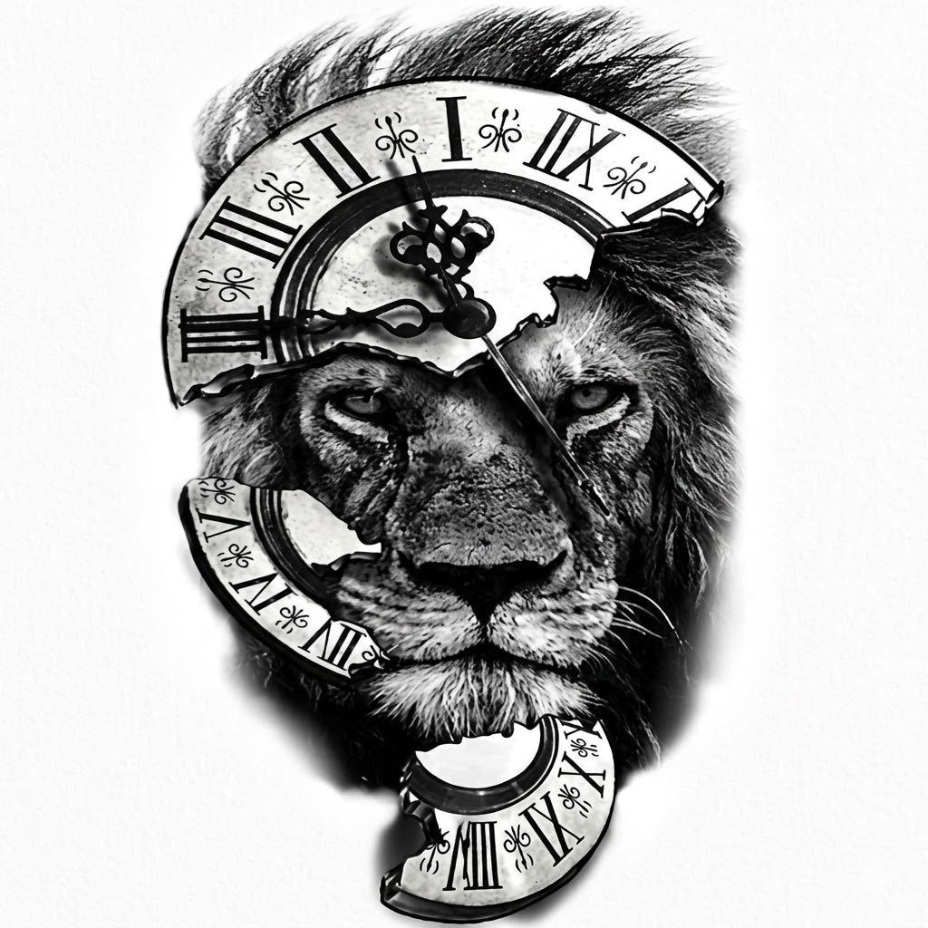 Artistic Steampunk Lion Tattoo tendance