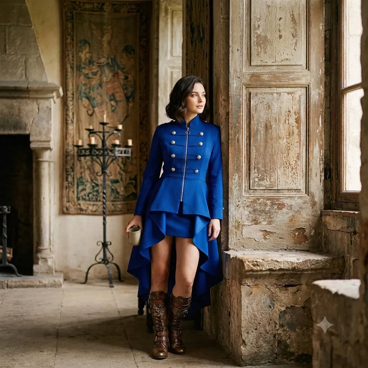 Asymmetric Steampunk Coat Dress