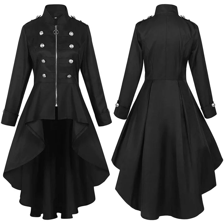 Asymmetric Steampunk Coat Dress Black