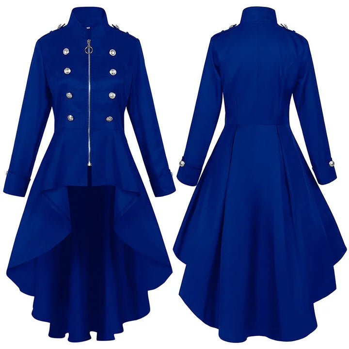 Asymmetric Steampunk Coat Dress Blue