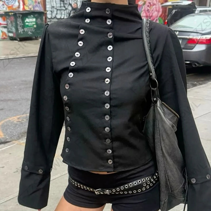 Asymmetrical Double-Breasted Steampunk Shirt