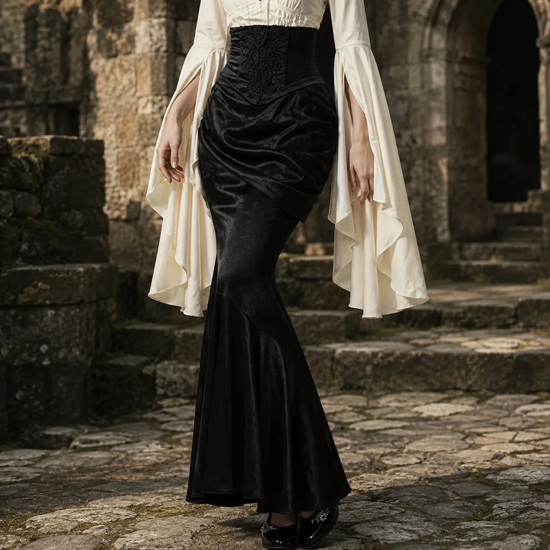 Asymmetrical High-Waisted Gothic Steampunk Skirt