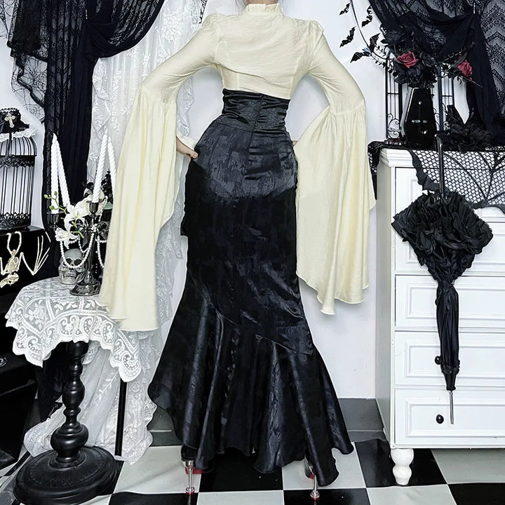 Asymmetrical High-Waisted Gothic Steampunk Skirt bold