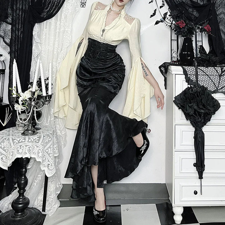 Asymmetrical High-Waisted Gothic Steampunk Skirt dramatic