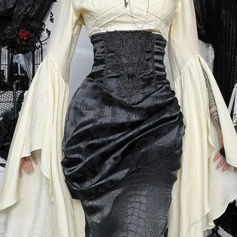 Asymmetrical High-Waisted Gothic Steampunk Skirt edgy
