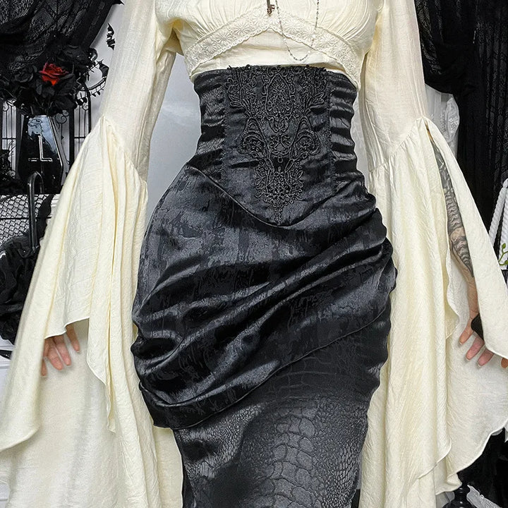 Asymmetrical High-Waisted Gothic Steampunk Skirt edgy