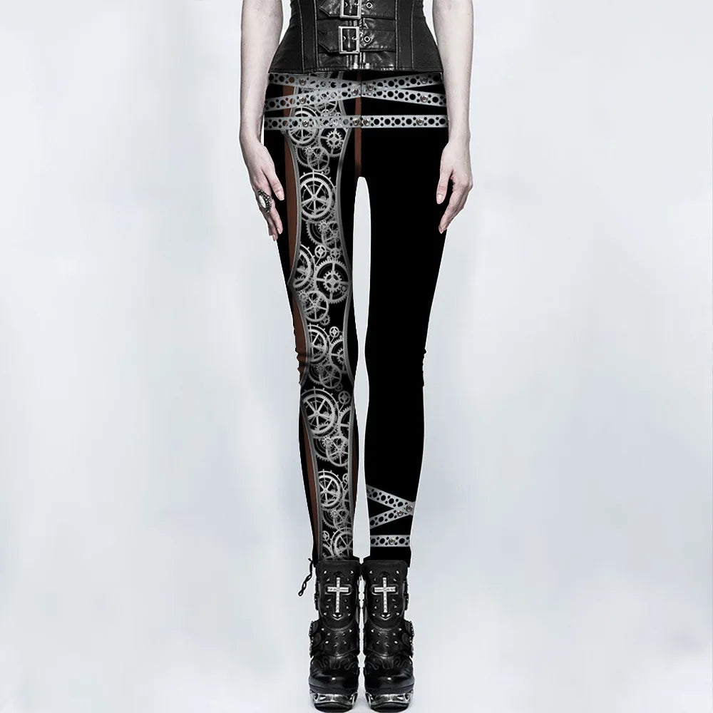 Asymmetrical Patterned Steampunk Leggings Stylish