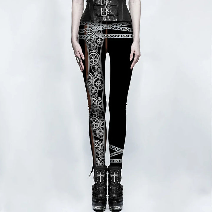 Asymmetrical Patterned Steampunk Leggings Stylish