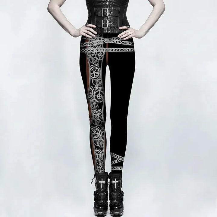 Asymmetrical Patterned Steampunk Leggings