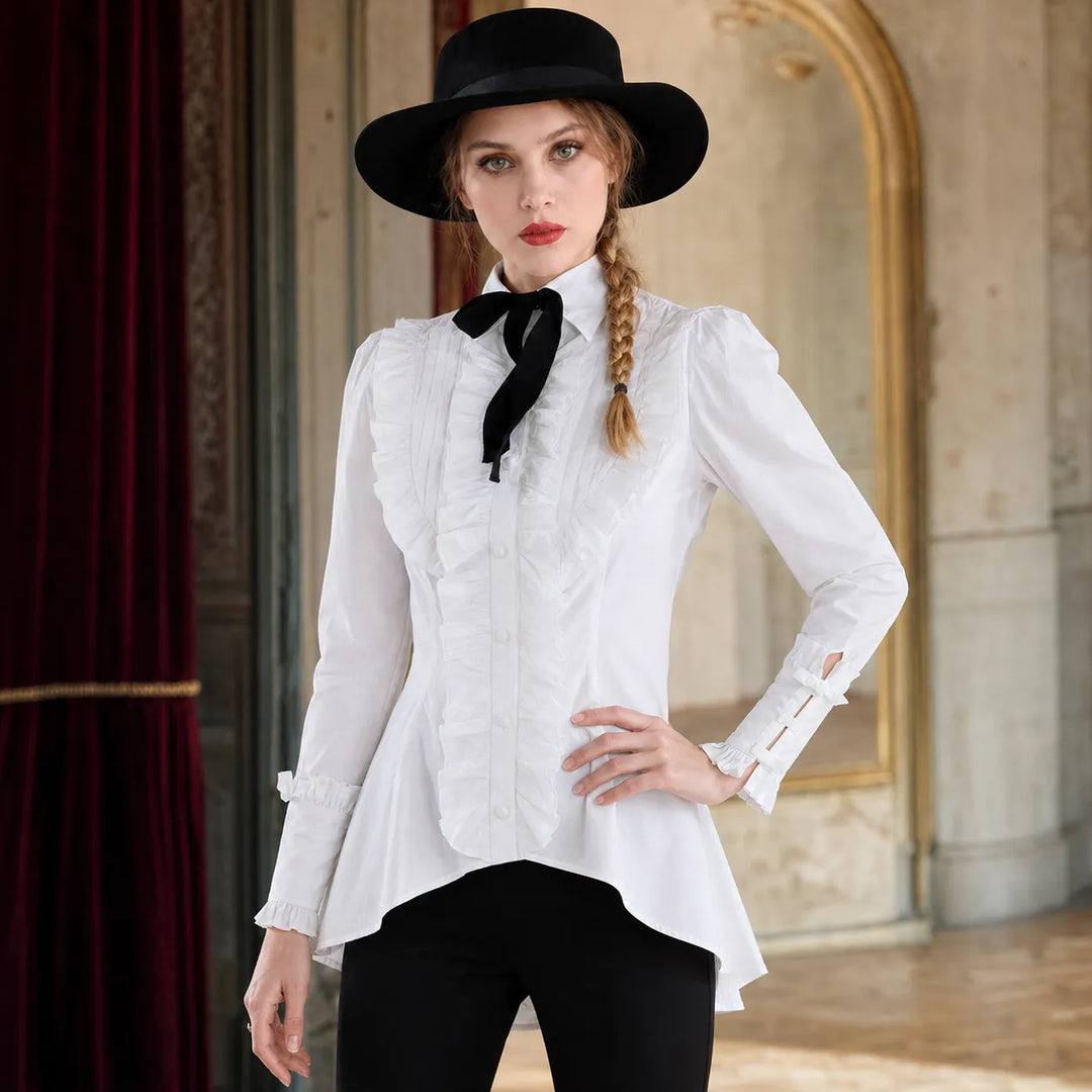 Asymmetrical Ruffled Steampunk Lolita Shirt 5