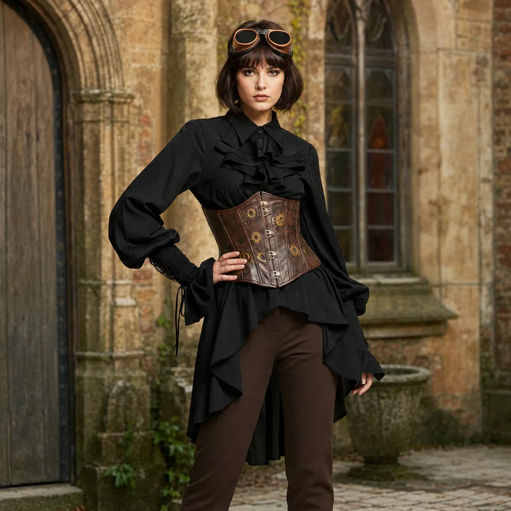 Asymmetrical Ruffled Steampunk Shirt