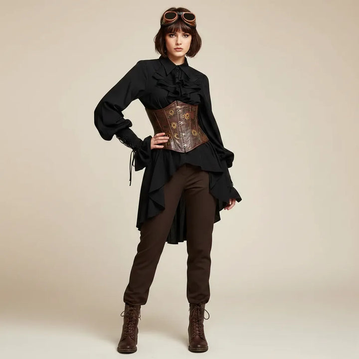 Asymmetrical Ruffled Steampunk Shirt Style