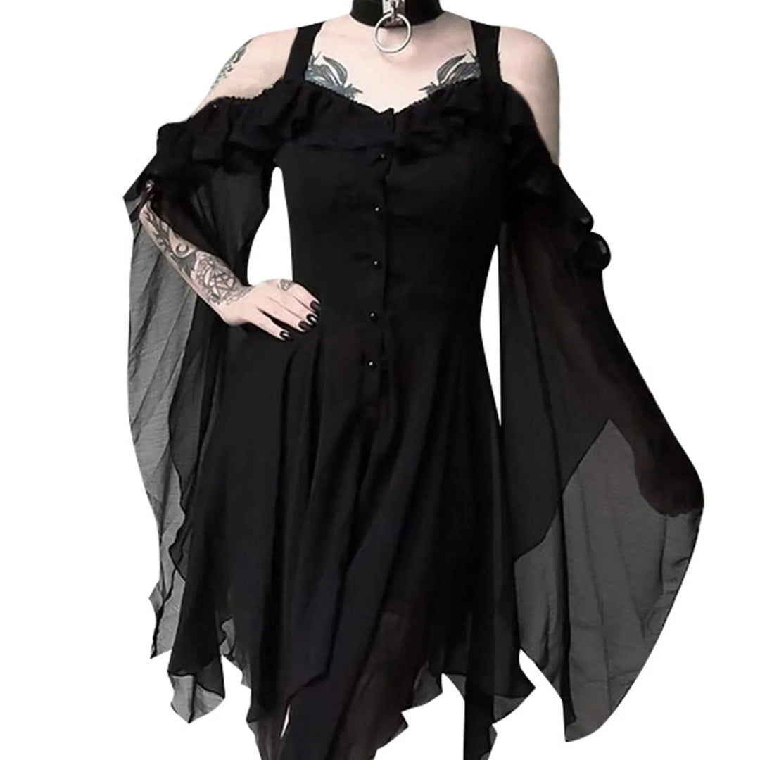 Asymmetrical Steampunk Elf Dress black