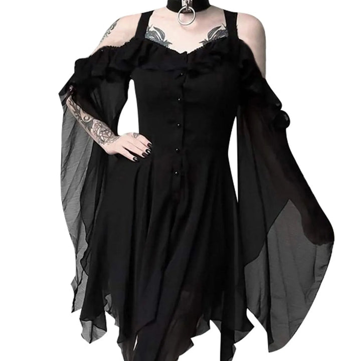 Asymmetrical Steampunk Elf Dress black