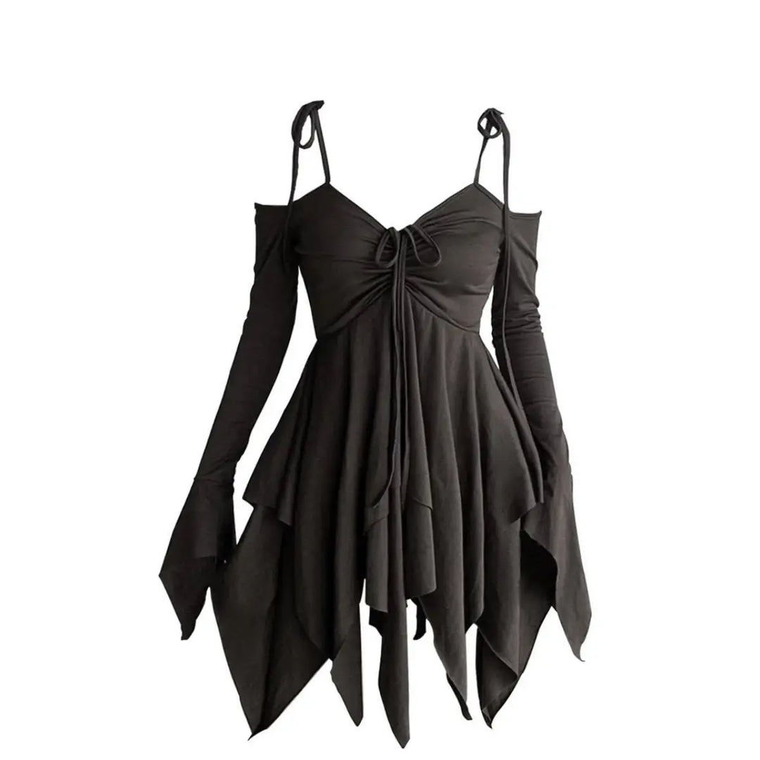 Asymmetrical Steampunk Short Drees Black