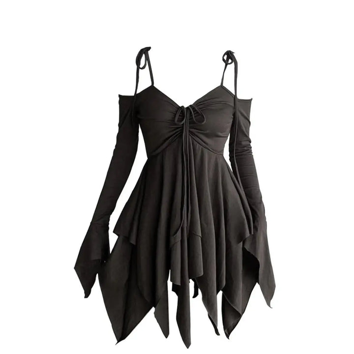 Asymmetrical Steampunk Short Drees Black