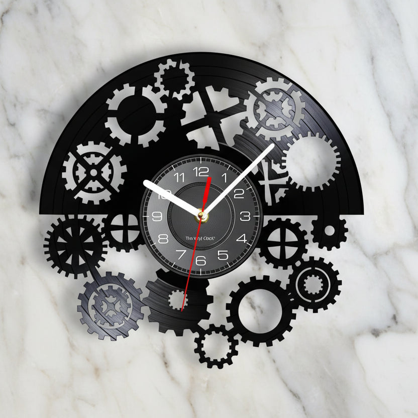 Asymmetrical Steampunk Vinyl Record Clock