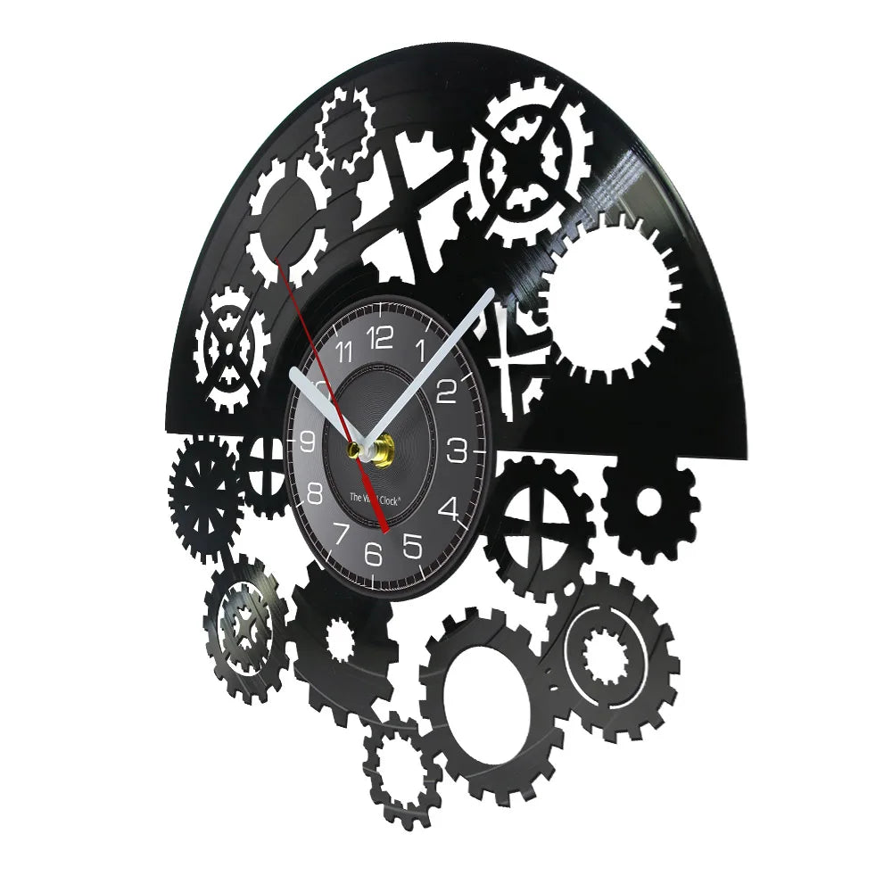 Asymmetrical Steampunk Vinyl Record Clock chic