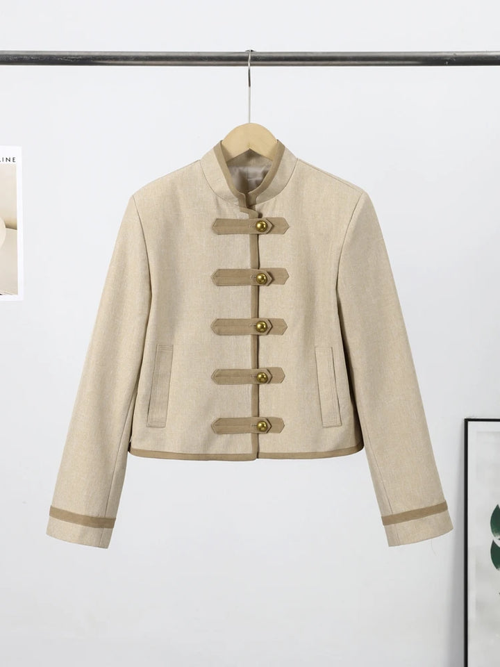 Beige Retro Chic Steampunk Jacket refined
