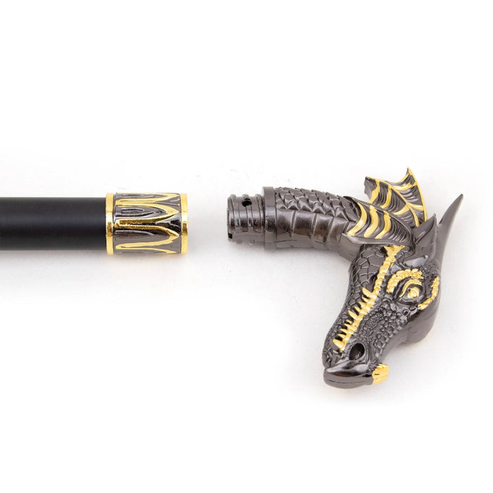 Black Dragon Steampunk Cane detachable