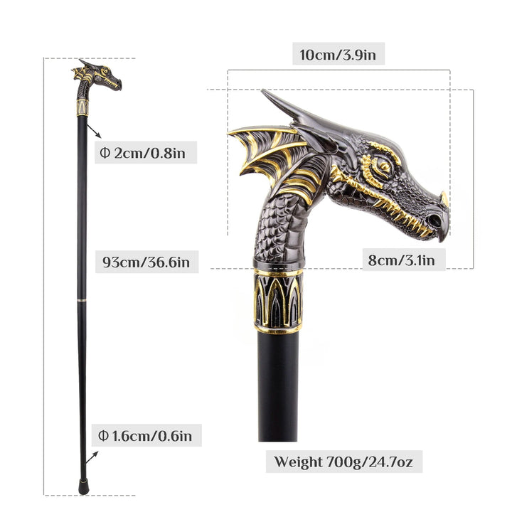 Black Dragon Steampunk Cane tendance